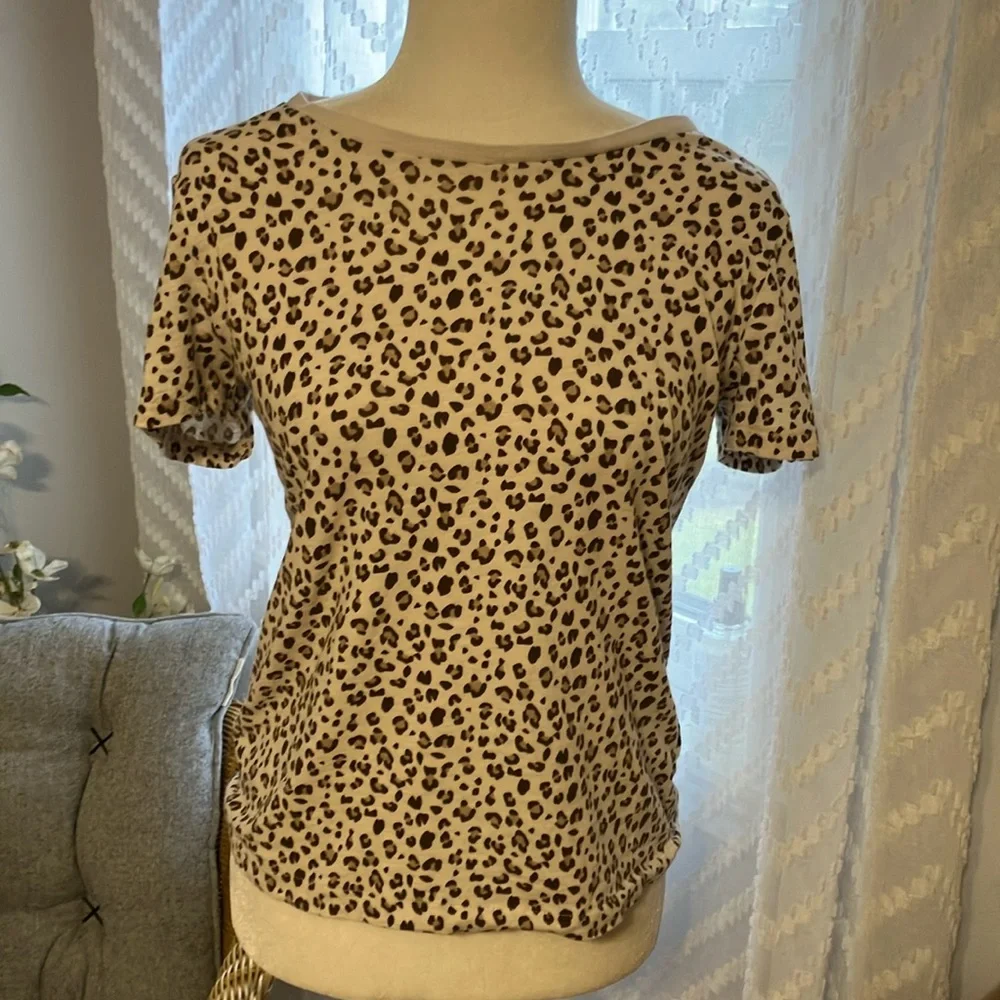 J Crew The Vintage Cotton leopard print tee top S